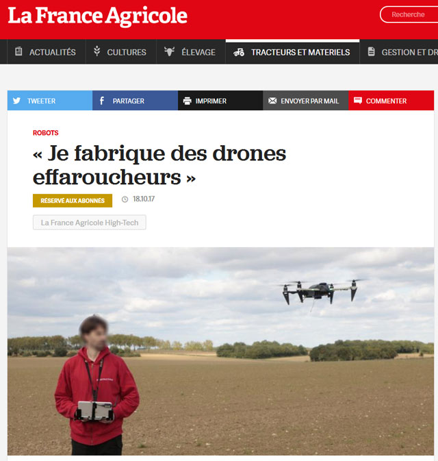 article frande agricole drone effaroucheur